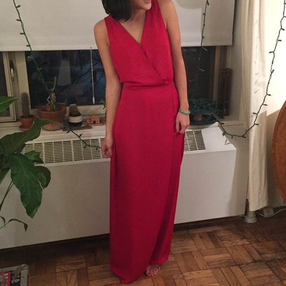 Zara Satin Red Jumpsuit - Picture 2 of 2